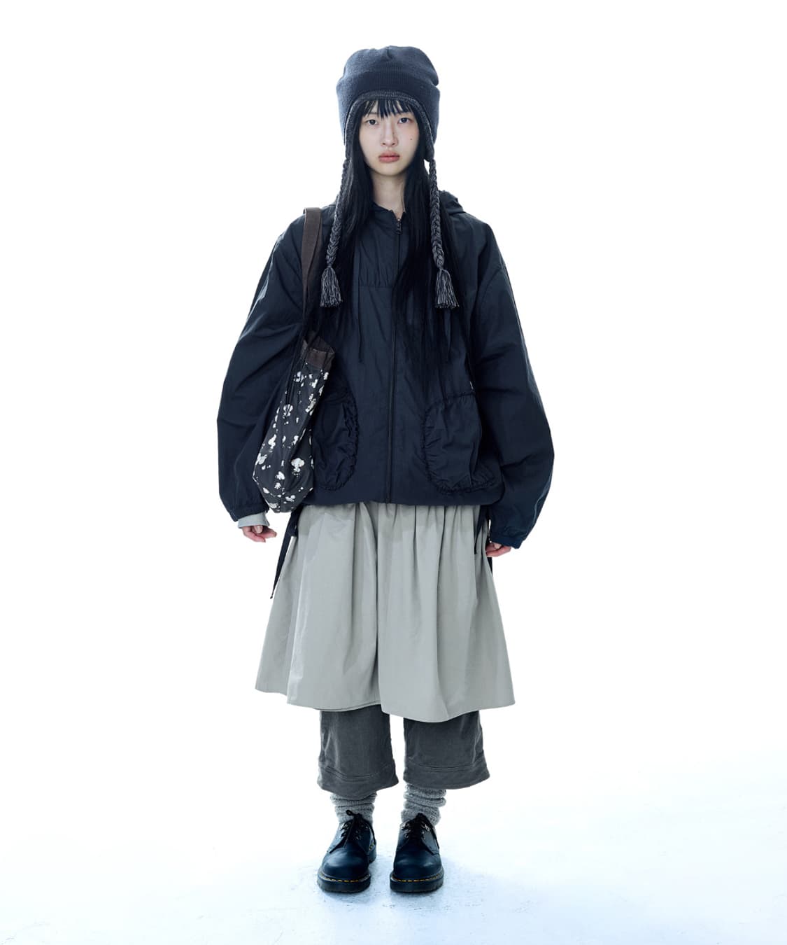 코이세이오 COYSEIO 체크 링클스 윈드 브레이커 네이비 상품이미지2