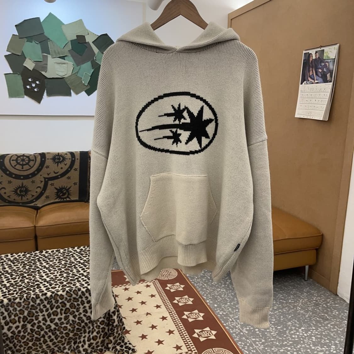 나이스 고스트 클럽 키치 쓰리스타즈 트윙클 니트 후드티 L C08959 상품이미지3