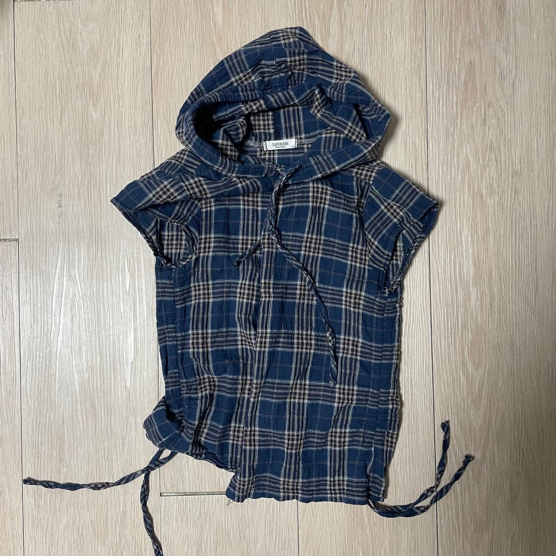 빈티지 체크 반팔 상품이미지3