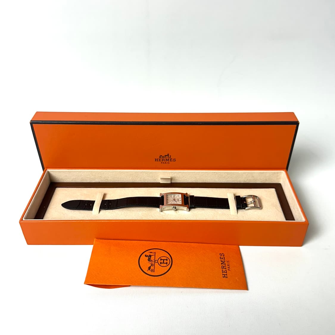 [A급] 에르메스 H아워 은장 스틸 가죽 시계 상품이미지1