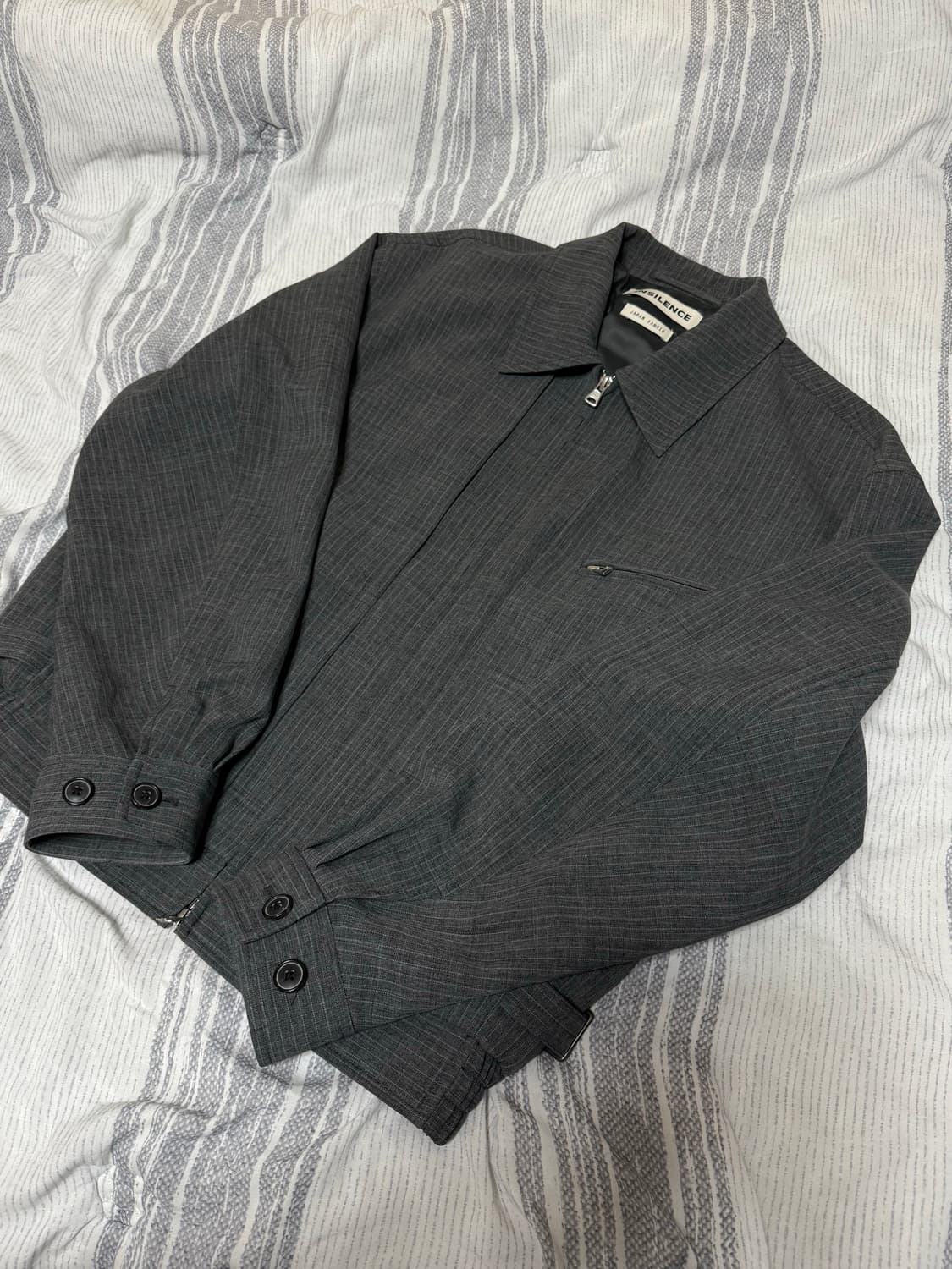 (S) 인사일런스 스트라이프 집업 자켓 그레이 상품이미지3