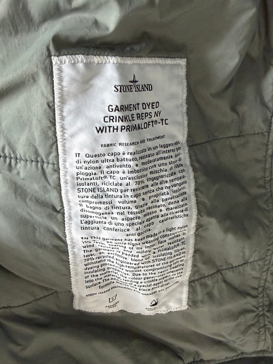 스톤아일랜드 클링클랩스 프리마로프트 카키 XL 상품이미지5