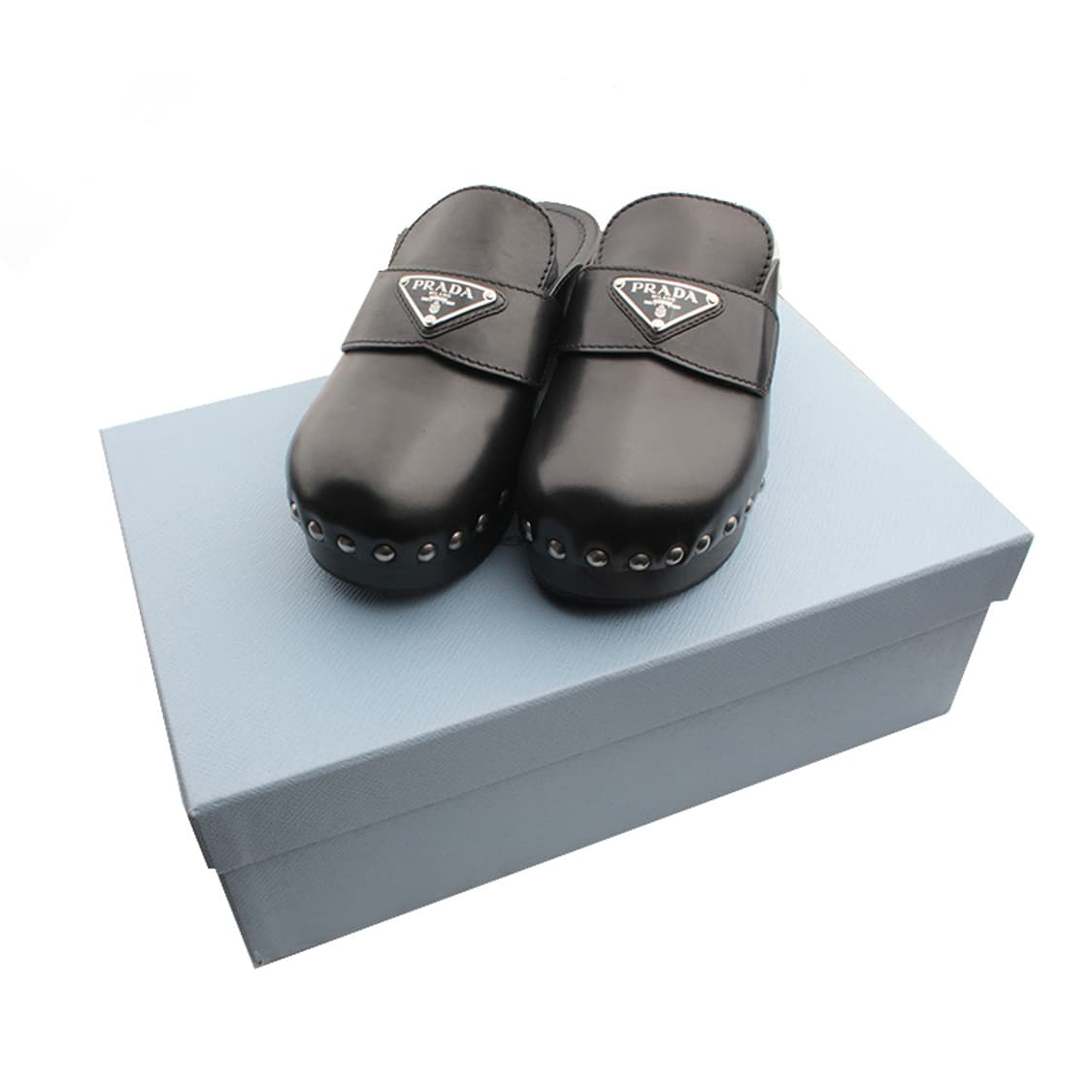 프라다 블랙 레더 클로그 35 상품이미지5