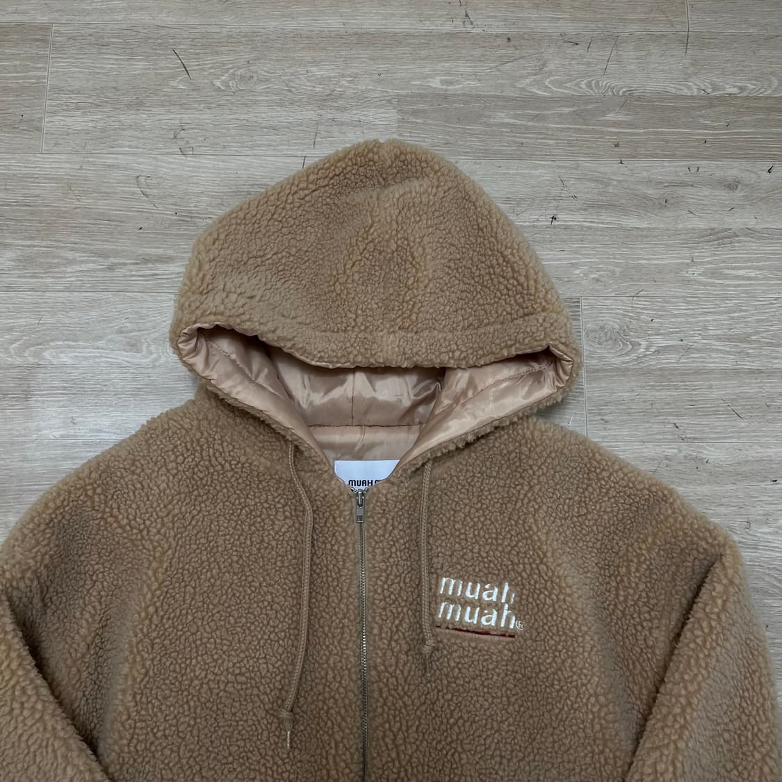 무아무아 양털 뽀글이 후리스 후드자켓 [베이지] M/95 상품이미지2