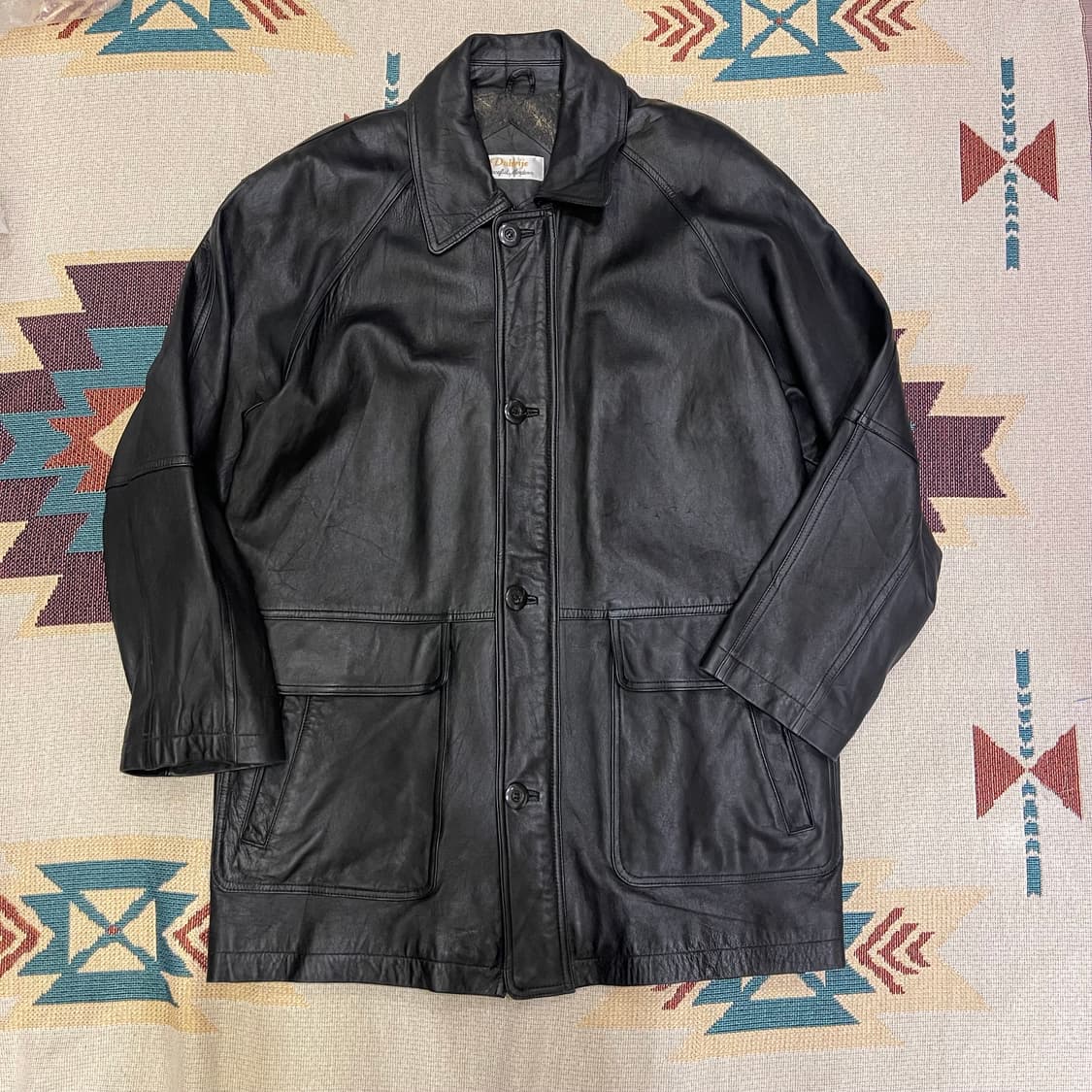 90's 레더 카코트 상품이미지1