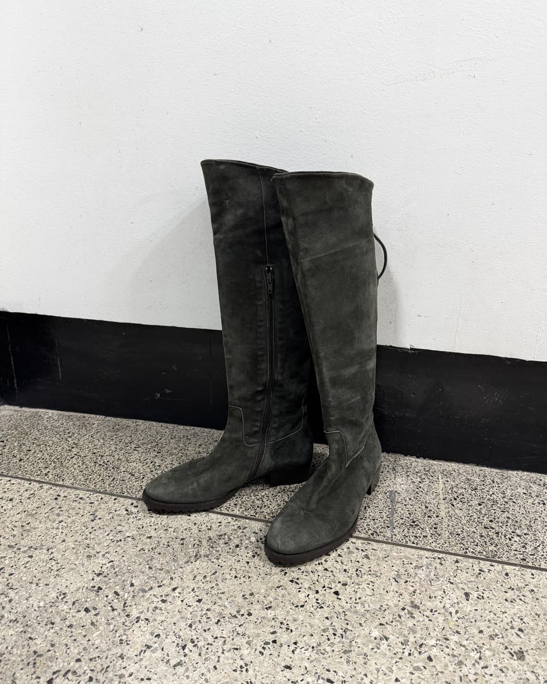 리얼 레더 스웨이드 백 스트링 부츠 상품이미지6