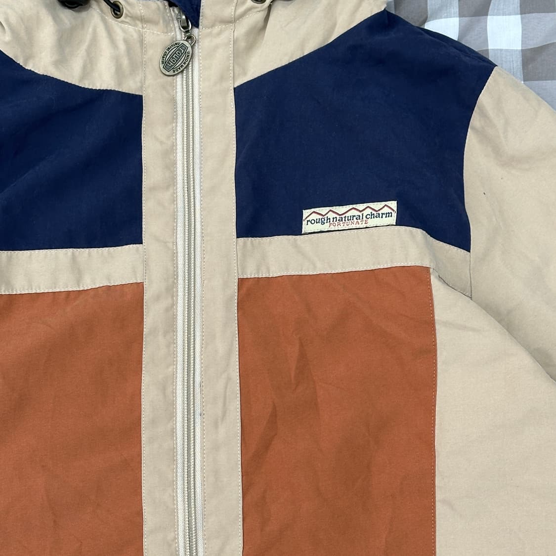 rough 아메카지 배색 아우터 바람막이 봄버 후드 자켓 히피 그런지 상품이미지5