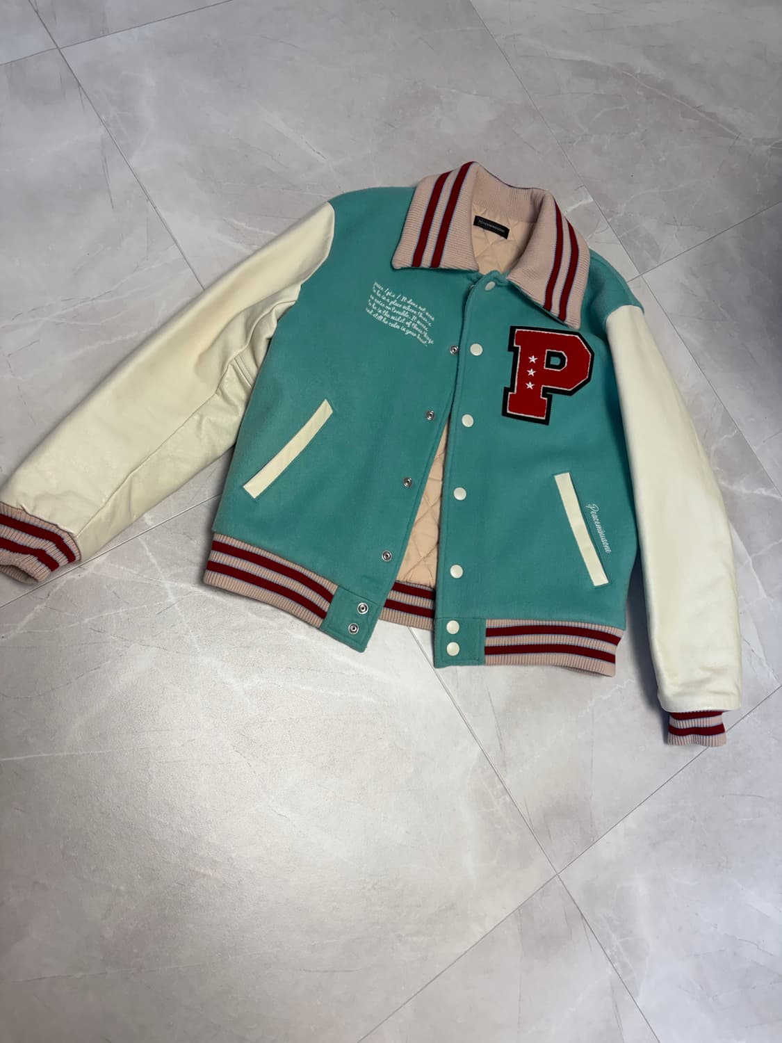 피스마이너스원 바시티 자켓 s 민트 상품이미지10