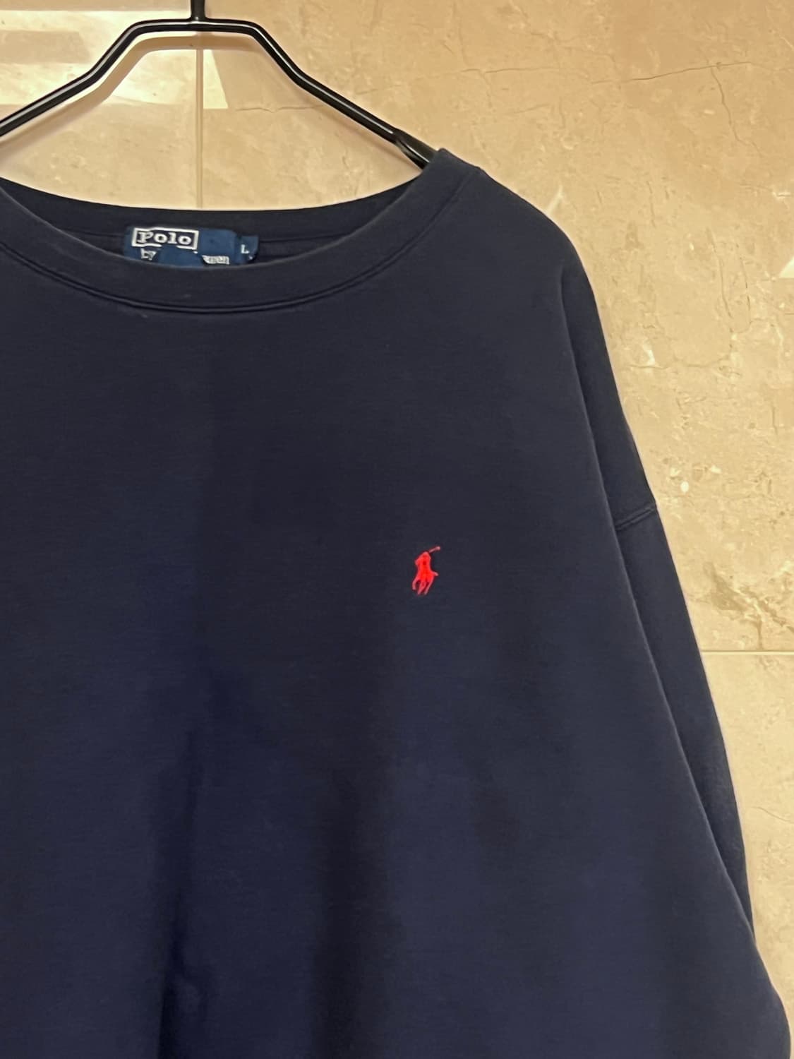 폴로 기모 맨투맨 빈티지 (네이비)  오버사이즈 상품이미지2