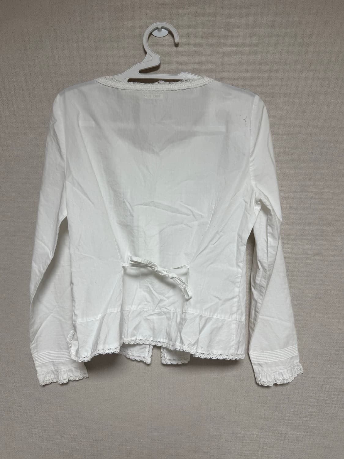 콩단추 리본 생화이트 블라우스 갸루 러블리 상품이미지2