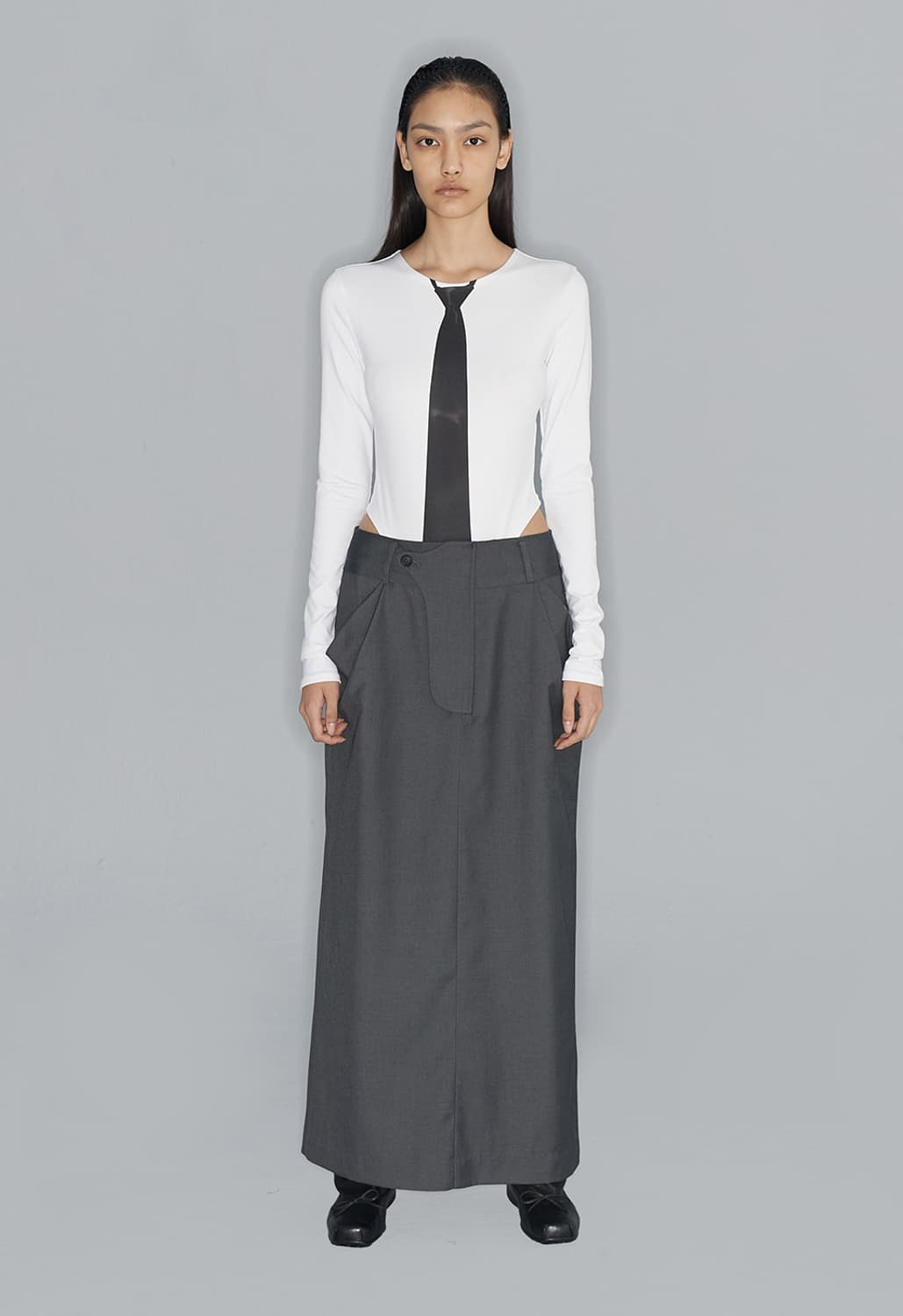 오픈와이와이 FLY OUT MAXI SKIRT, GRAY  상품이미지1