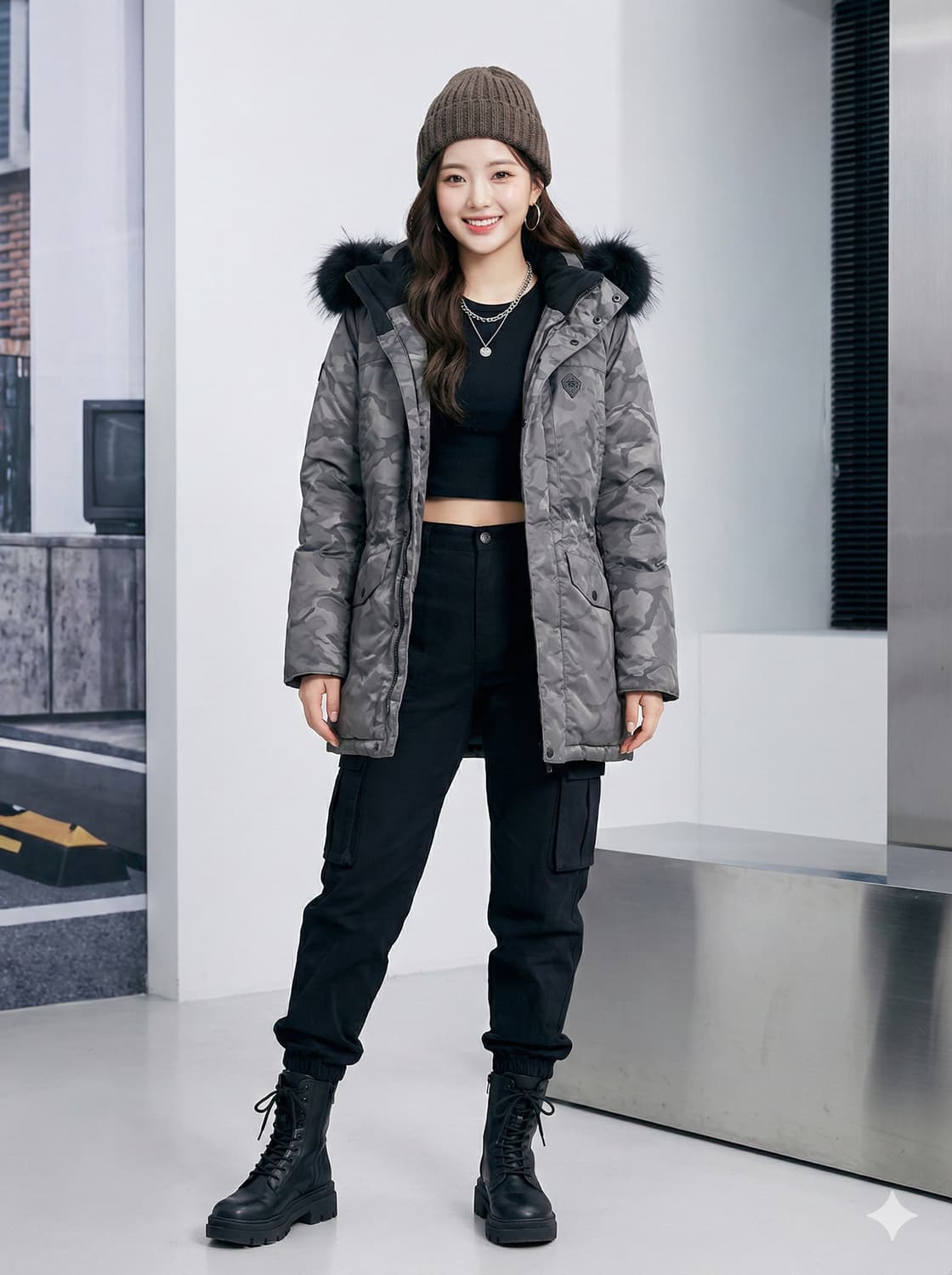 코오롱스포츠 카모플라쥬 다운 패딩 상품이미지1