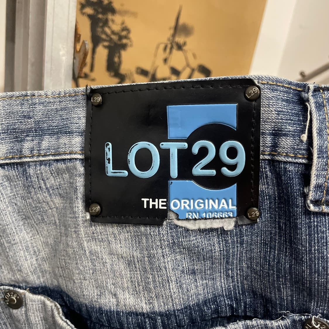 90s Lot29 루니툰즈 벅스 버니 올드스쿨 그래픽 와이드 데님 팬츠 상품이미지8