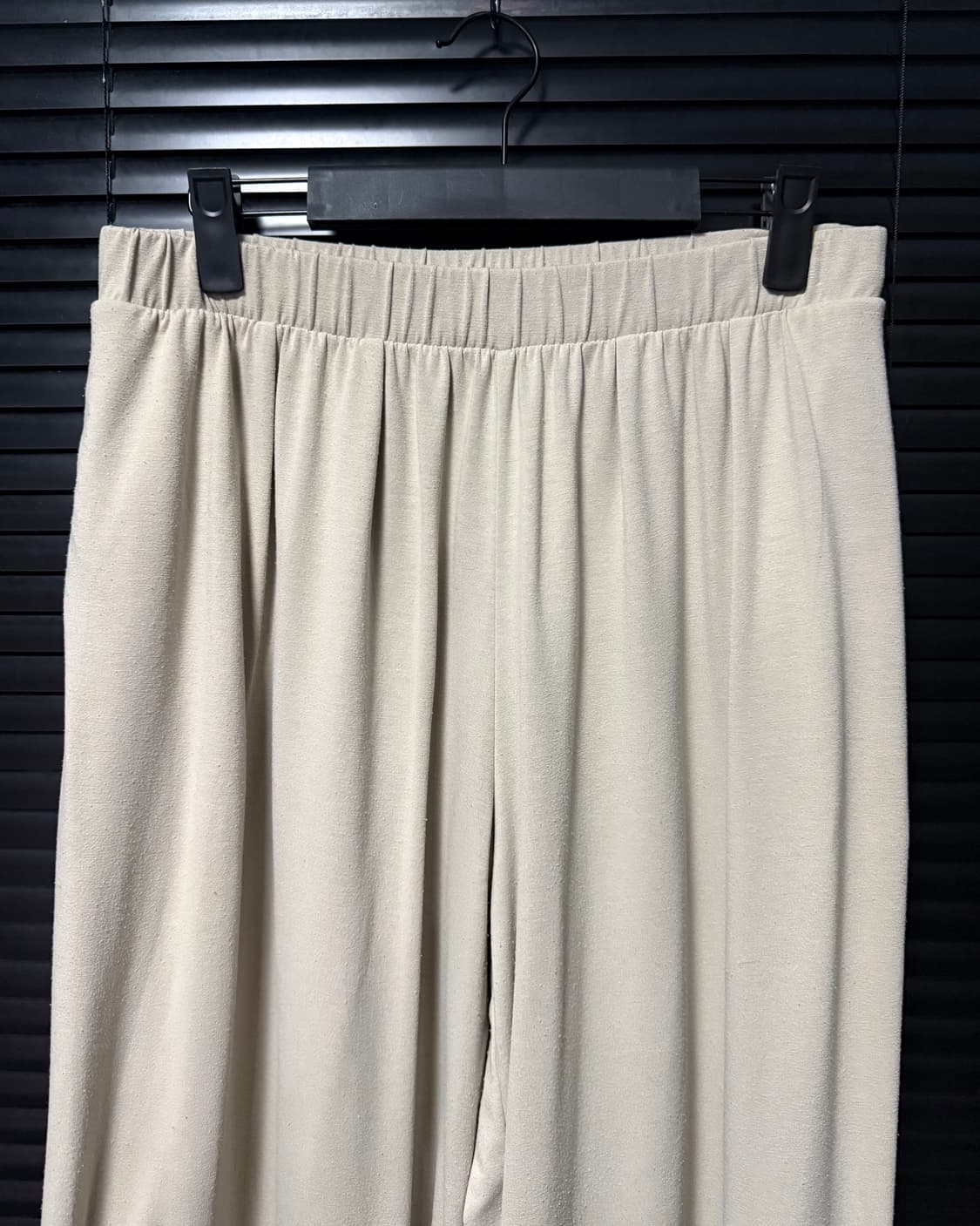 유니클로 개더 와이드 밴딩 팬츠 와이드 코튼 면 스웻 베이지 아이보리 M 상품이미지4