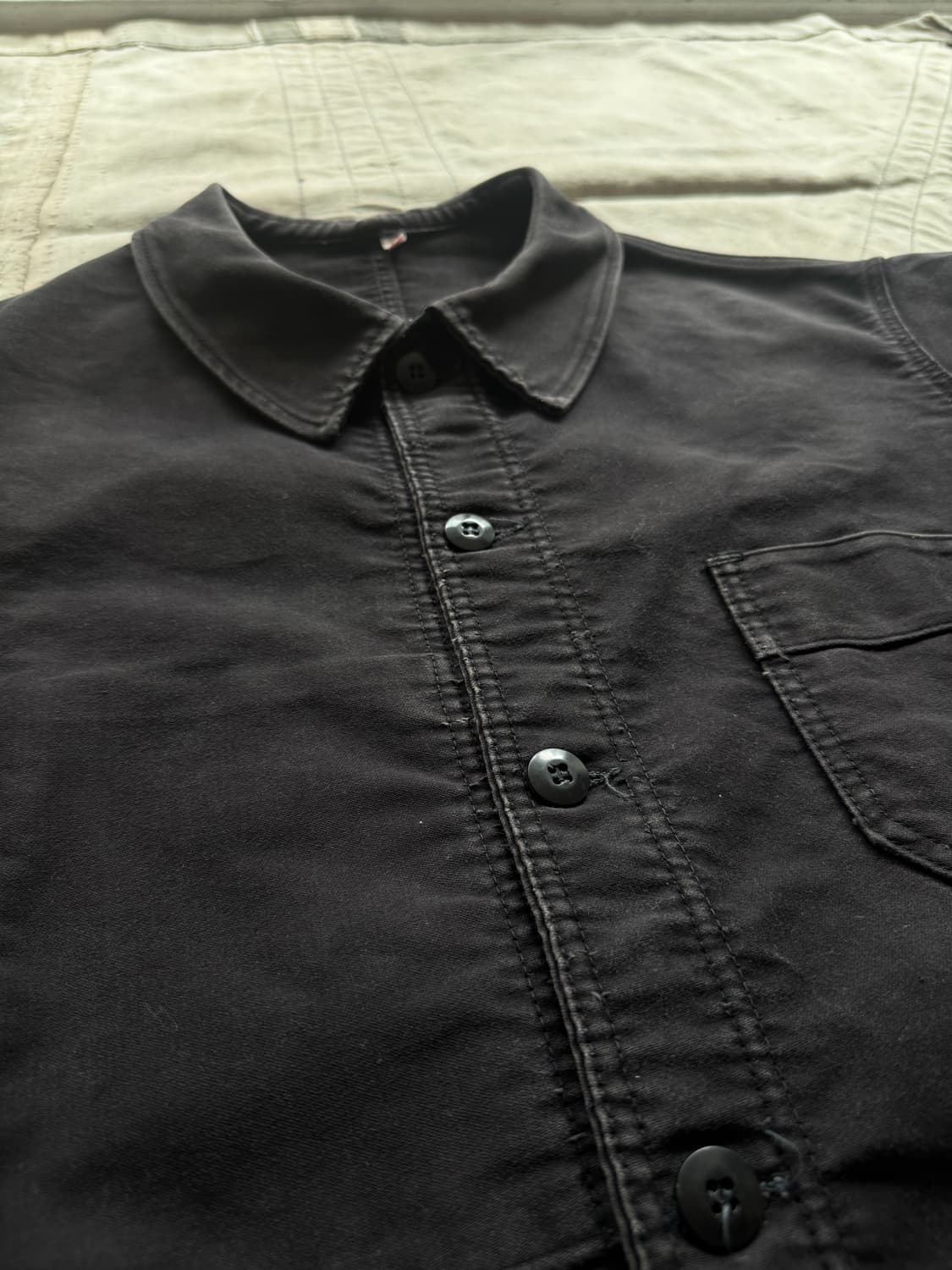 50s French Black Moleskin Work Jacket 상품이미지4