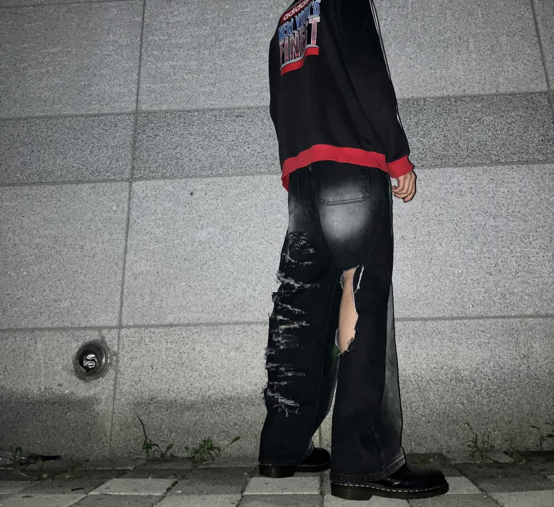 데미지 그런지 커스텀 팬츠 상품이미지1