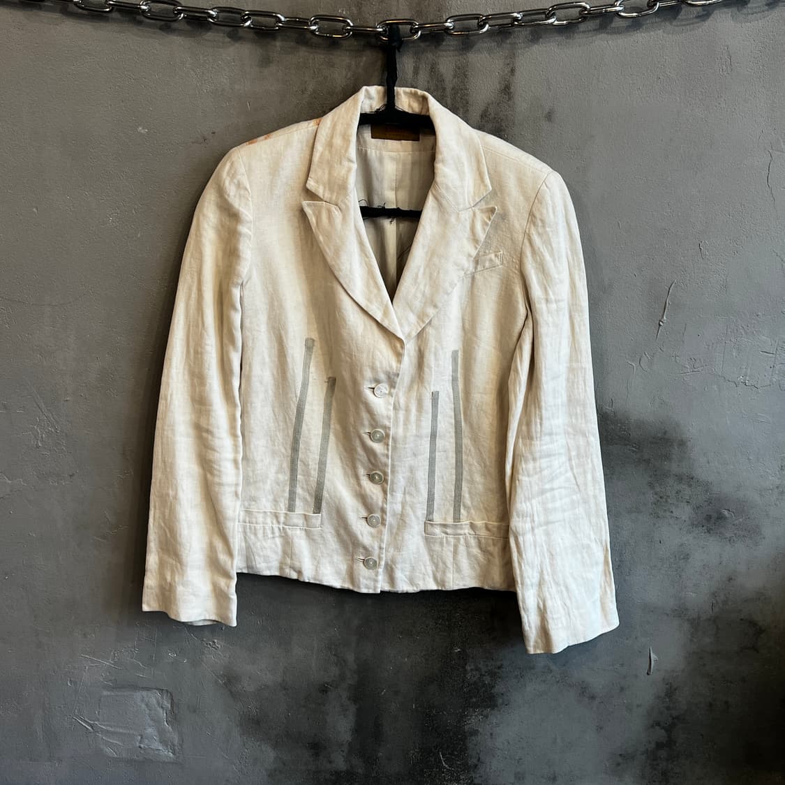 90s 겐조 오리엔탈 버드 자수 린넨 자켓 상품이미지5