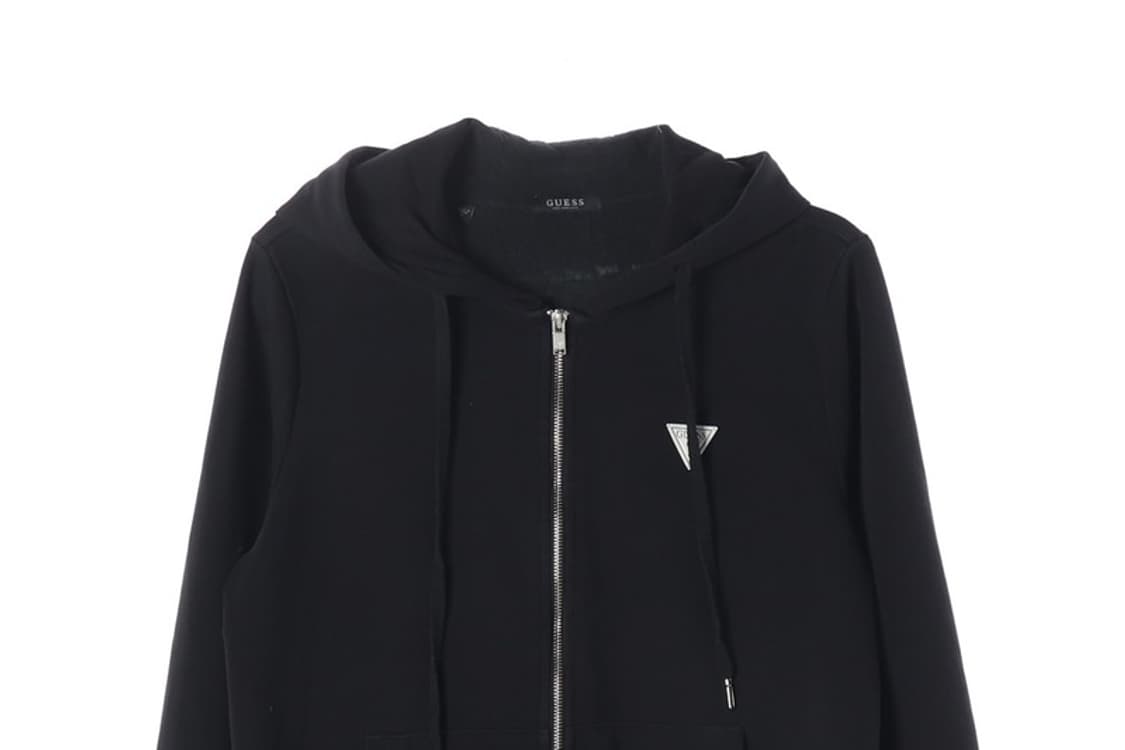 GUESS 클래식 삼각 로고 블랙 후드 집업 L 상품이미지3