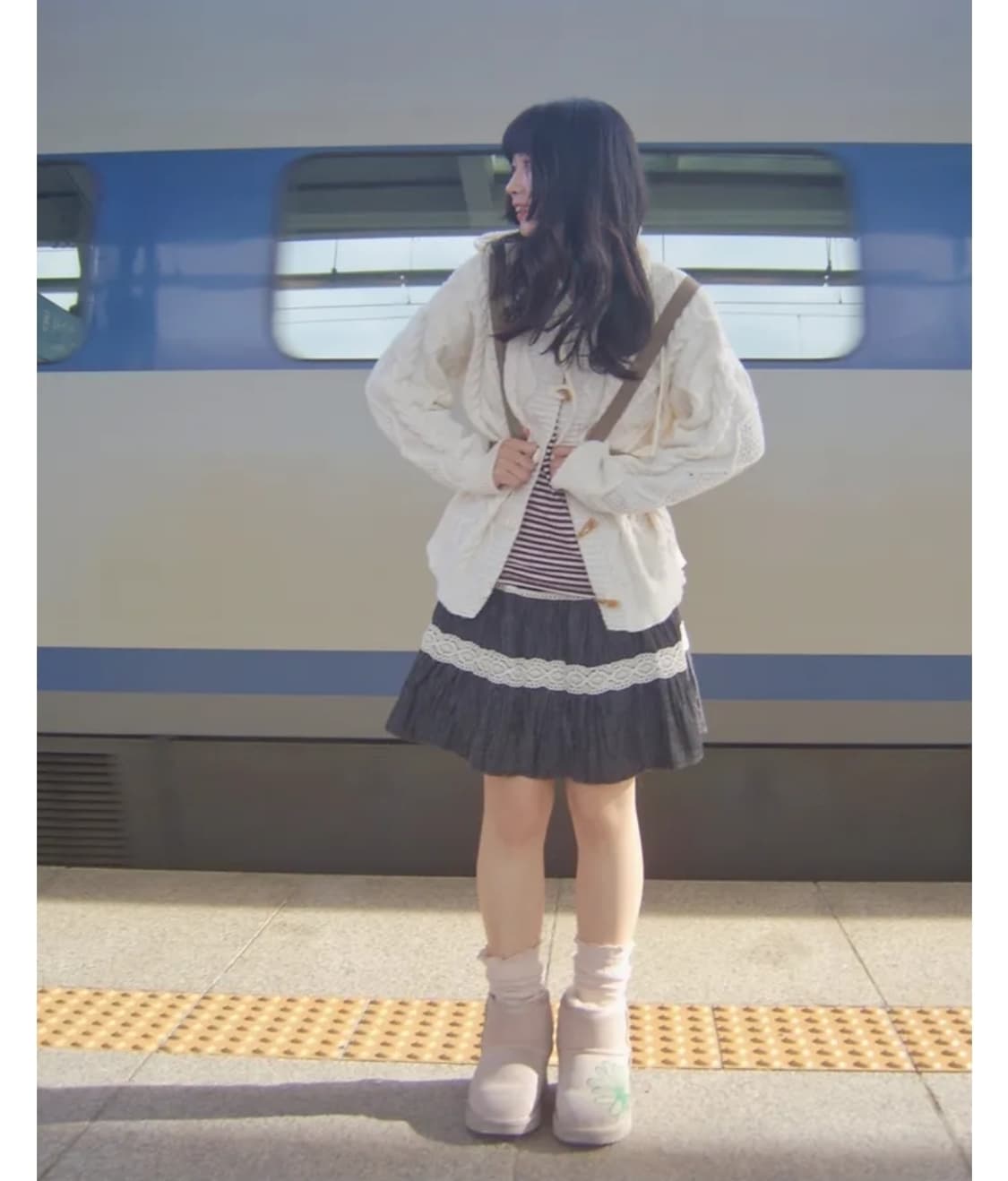 치치타 Flared Cancan 생지 데님 레이스 캉캉 스커트 상품이미지1