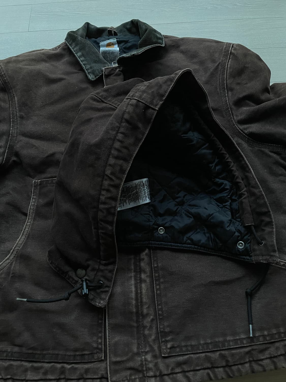 칼하트 J22 DKB 다크브라운 디트로이트 아크틱 자켓 빈티지 상품이미지3