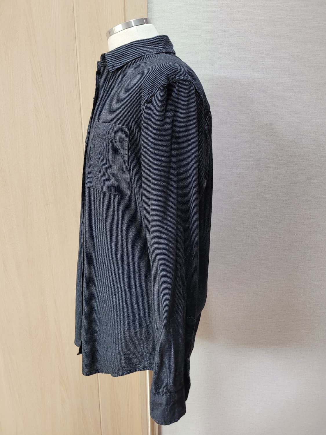 행텐 Hangten 남자 스트라이프 샴브레이 셔츠 105 블랙 상품이미지5