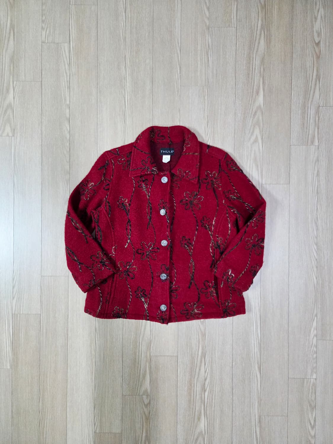 THULE 레드 플라워 패턴 울 재킷 상품이미지1