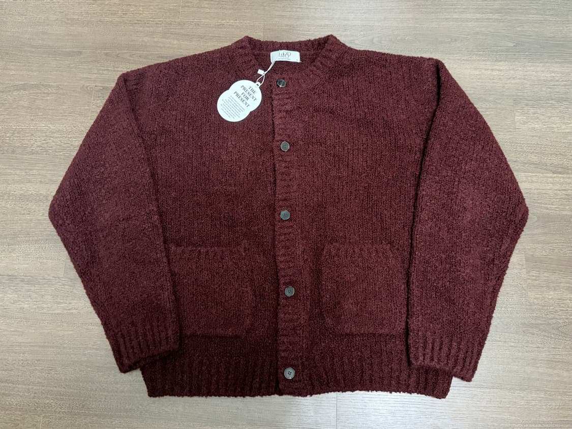 [48]엘무드 봉봉 부클 울 라운드 가디건 크랜베리 상품이미지2