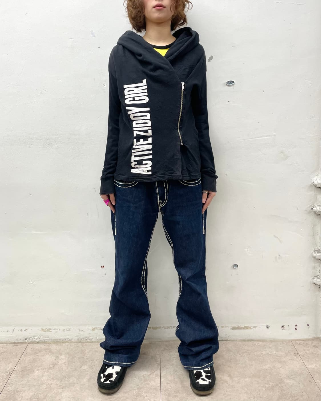 ziddy girl asymmetric black hoodie 상품이미지6