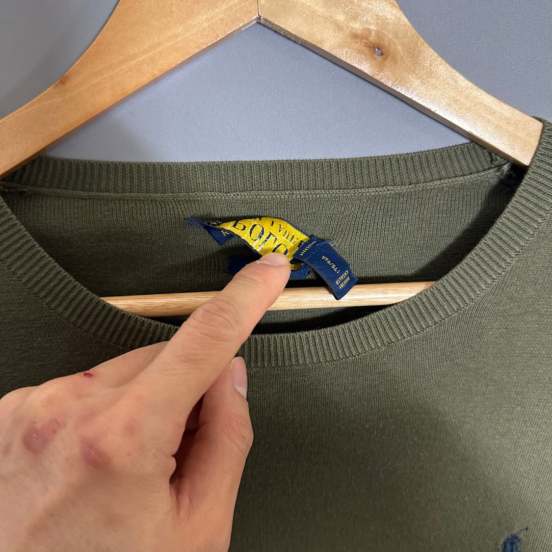 폴로 랄프로렌 라운드넥 피마코튼 니트 카키 M [021106] 상품이미지3