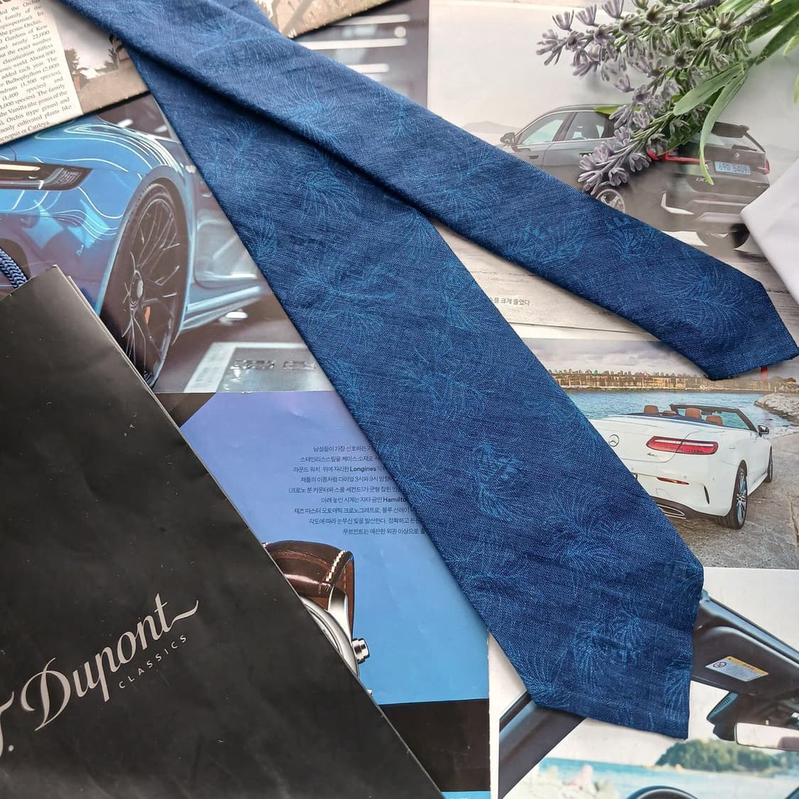 듀퐁 린넨 블루 패턴 슬림 넥타이 7.7cm A+등급 A18662
 상품이미지3