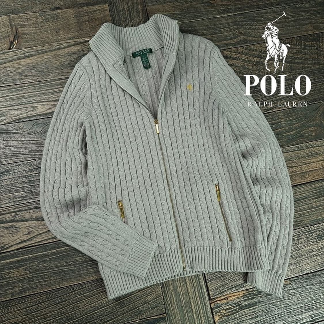 [폴로 랄프로렌] 케이블 꽈배기 하이넥 니트 집업 가디건 M19743 상품이미지1