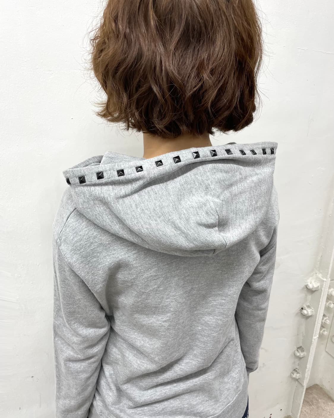 Asymmetric Zipper Stud Gray Hooded Zip 상품이미지5