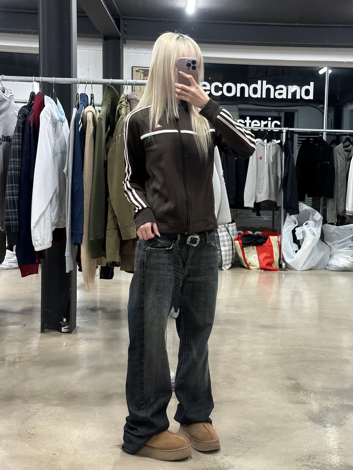 아디다스 핑크 브라운 y2k 컬러 져지 탑 상품이미지3