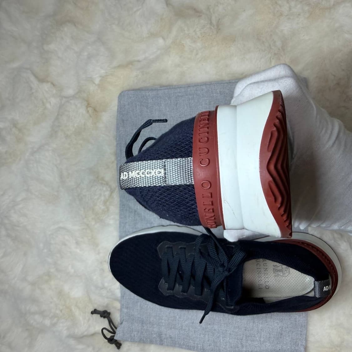 [새상품급/정품] 브루넬로 쿠치넬리 니트 폴리쉬드 카프스킨 스니커즈  상품이미지9