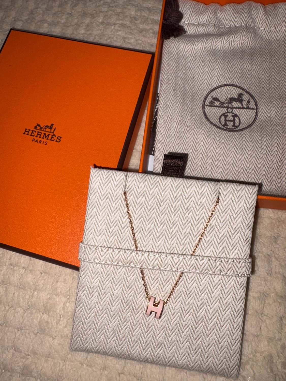 에르메스 정품 미니 팝아슈 목걸이 로즈골드 로즈드라제 상품이미지1