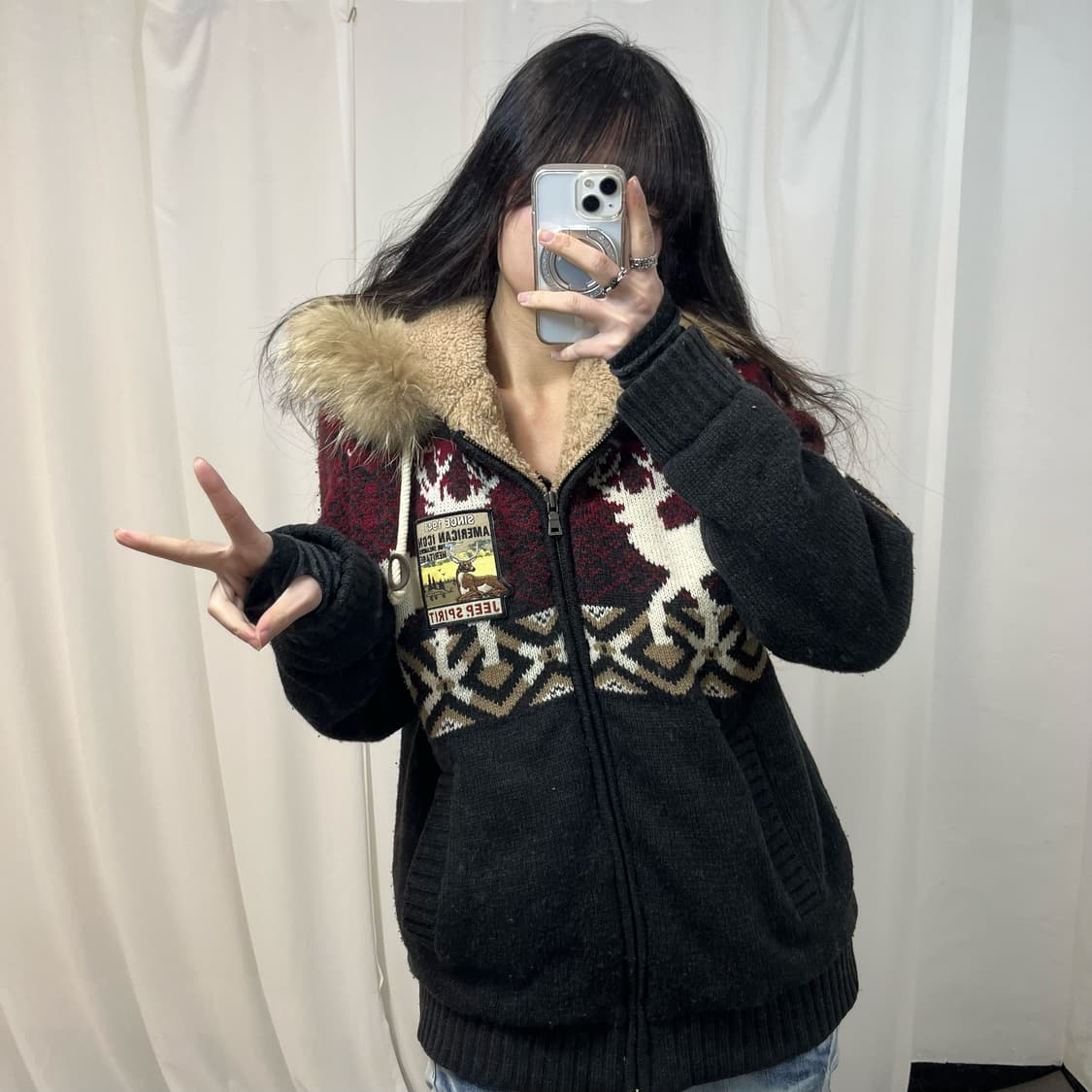 JEEP Wolfjo Nordic Knit Hoodie Zip-up 상품이미지2