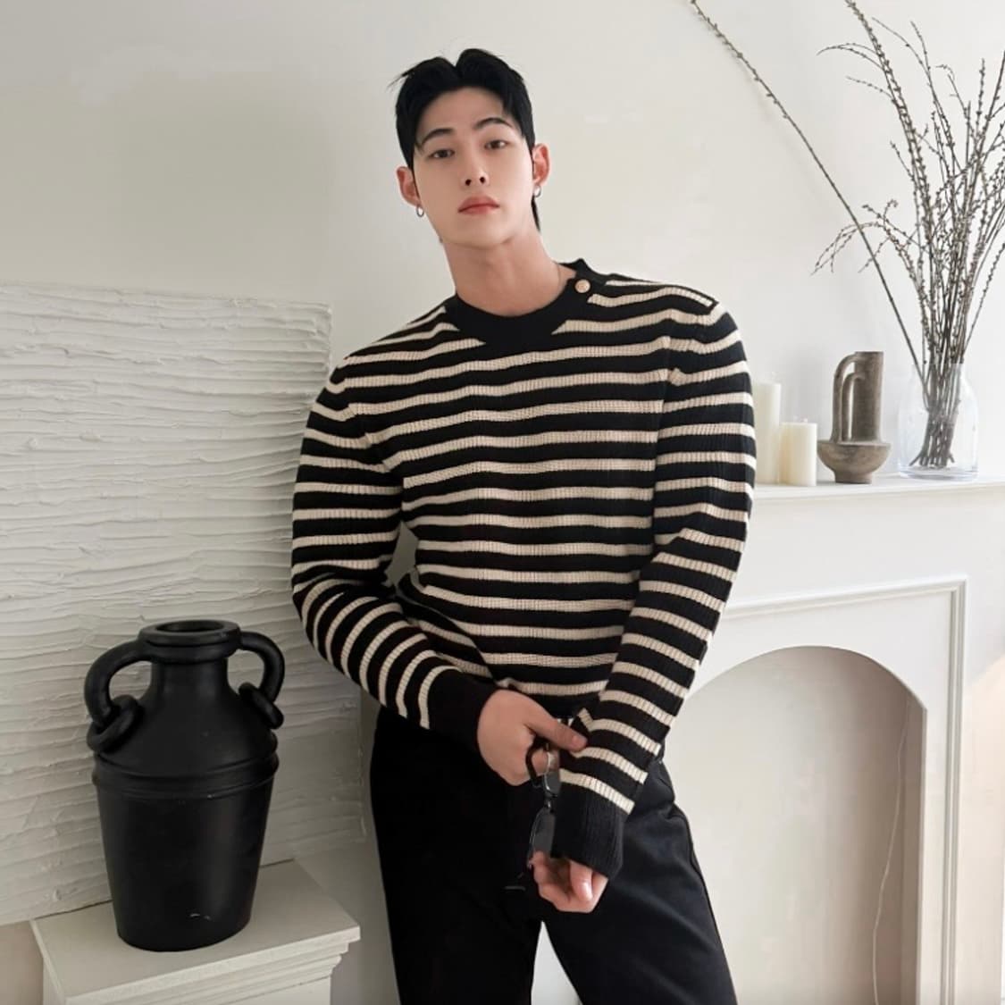 (M) 척도 Luf 금장 스트라이프 니트 상품이미지4