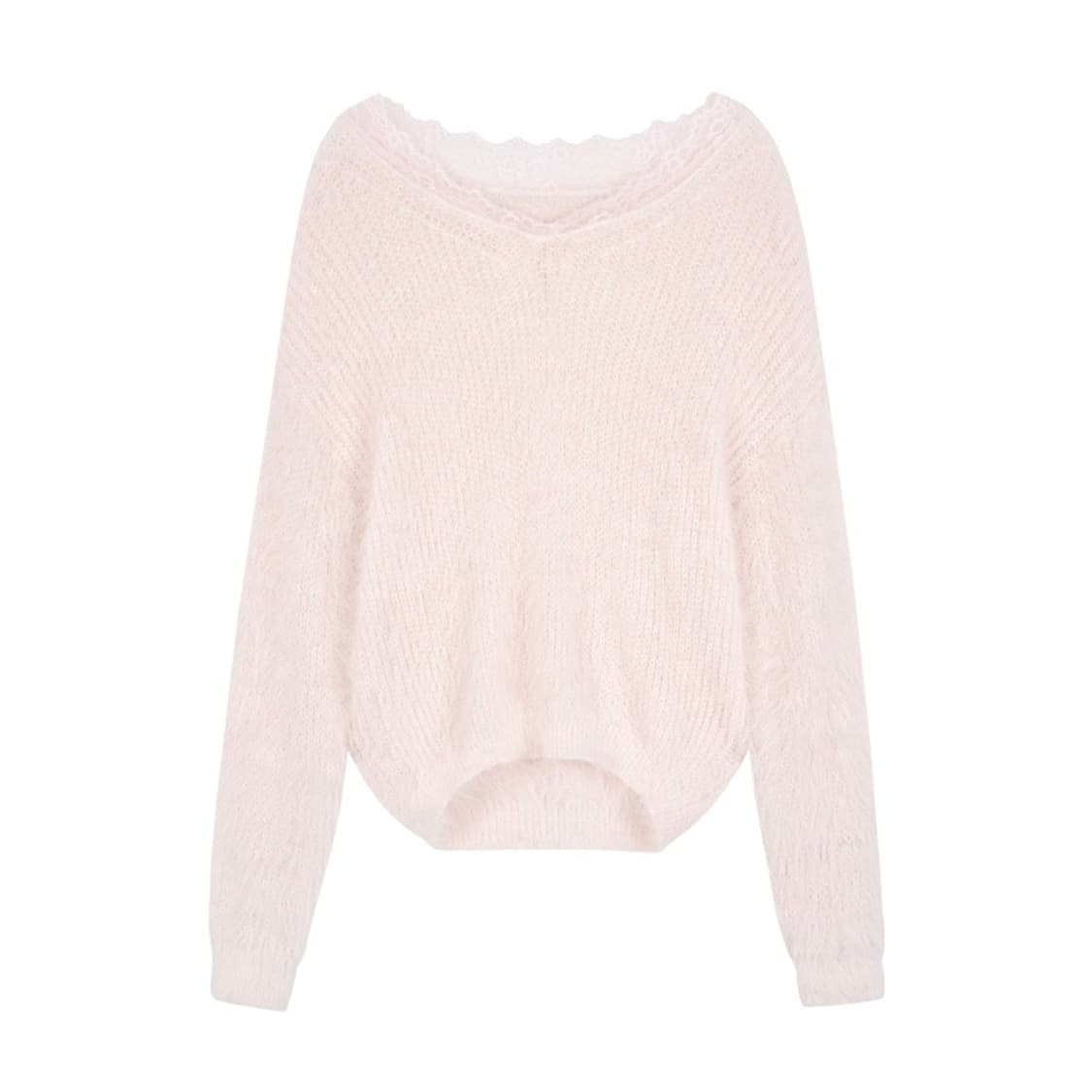 클리시어 블러시 니트 Blush lace off- shoulder 핑크 상품이미지2