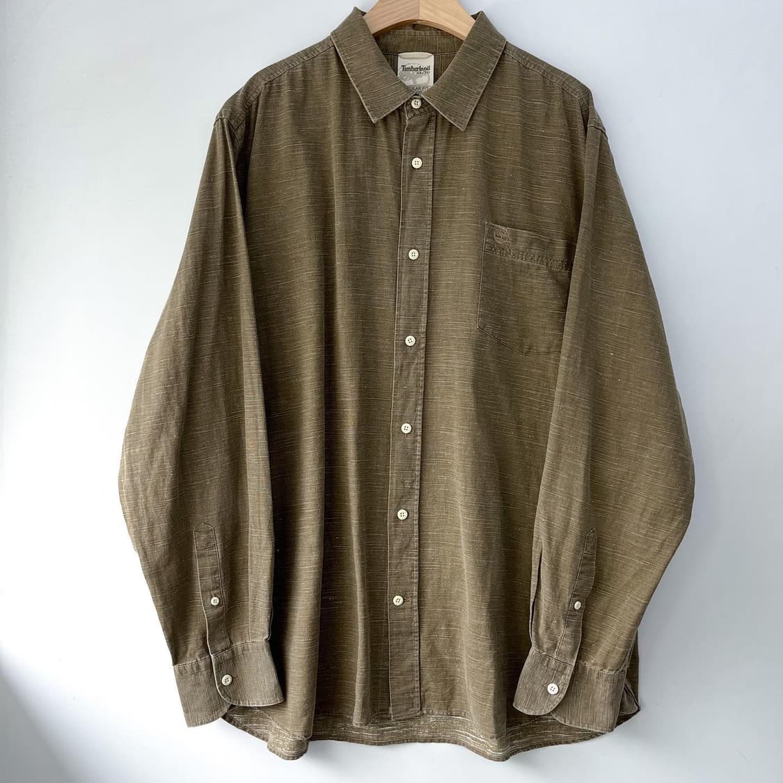 팀버랜드 카키 베이지 오버사이즈 리넨 셔츠 상품이미지2