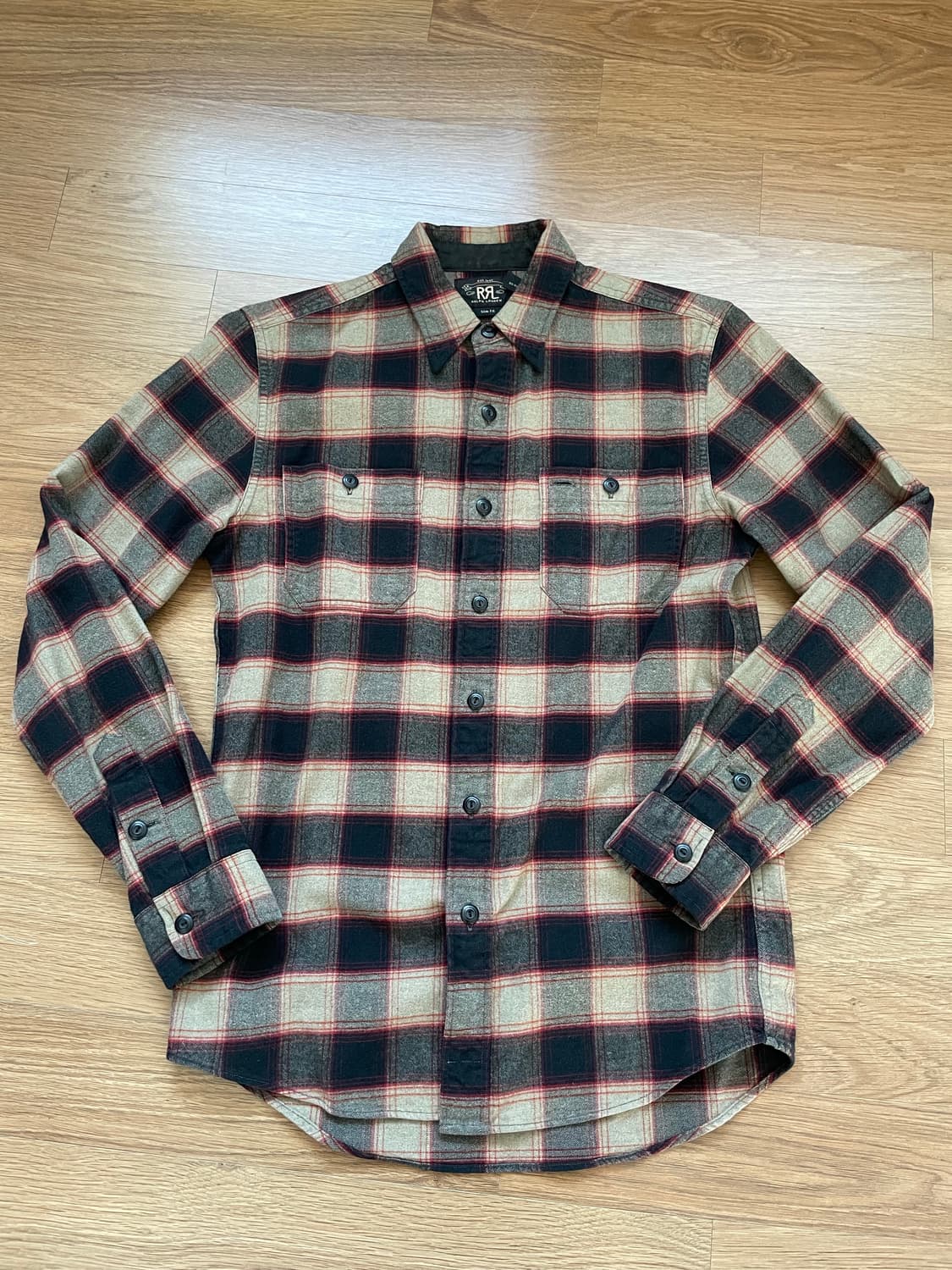 RRL 체크 셔츠 브라운 블랙 베이지 플레이드 타탄 S 상품이미지1