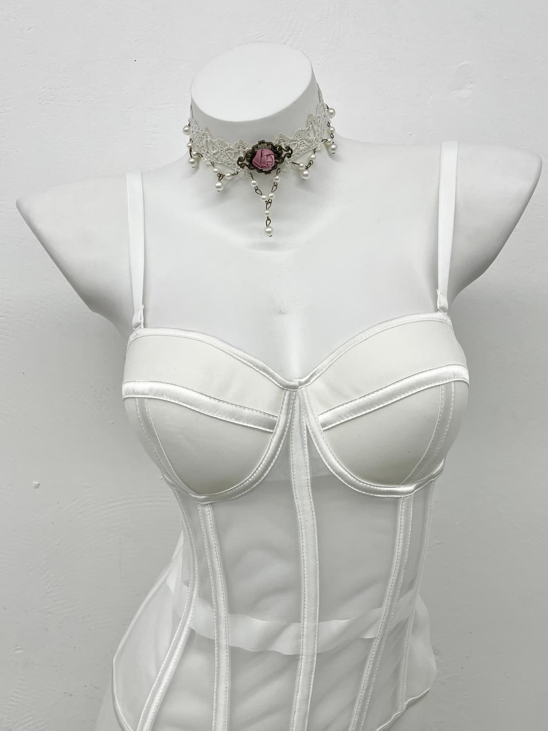 화이트 본디지 메쉬 코르셋 상품이미지2