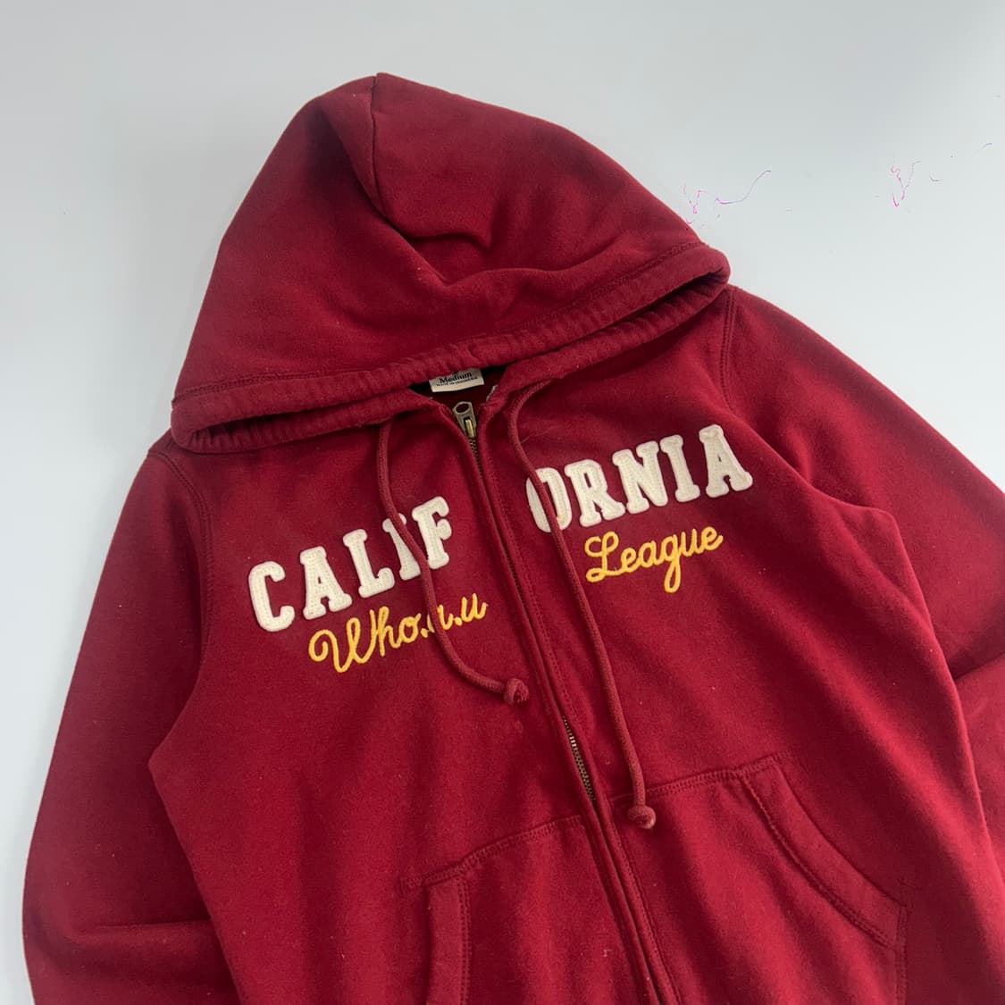 Who A U 후아유 스펠아웃로고 버건디 후드집업 상품이미지4