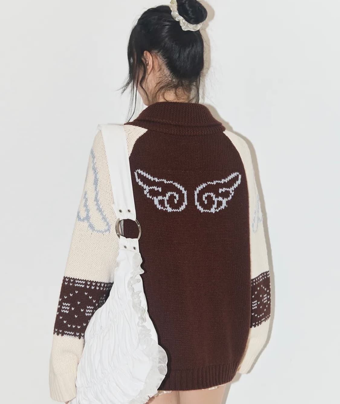 일리고 코위찬 니트 집업 브라운 상품이미지1