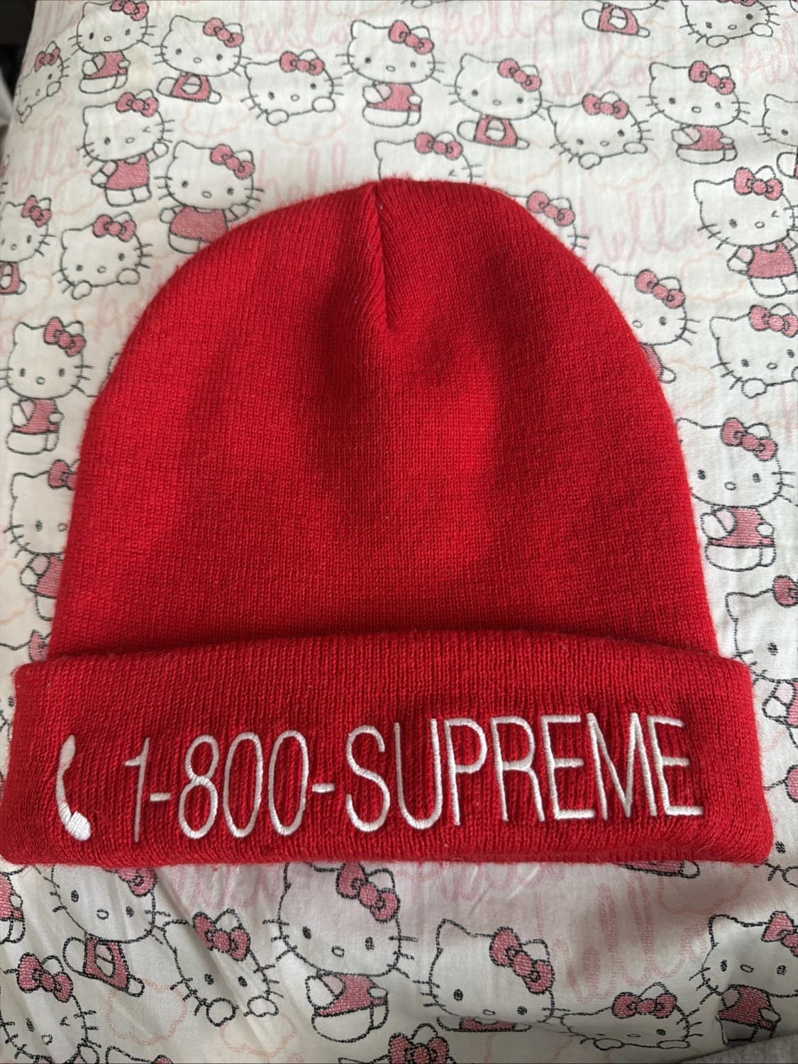 19FW 슈프림 1-800 비니 레드 상품이미지1