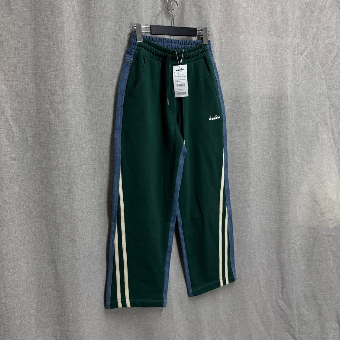 [XS/새상품] 디아도라 그린 데님 레이어드 와이드 밴딩팬츠 바지 상품이미지2