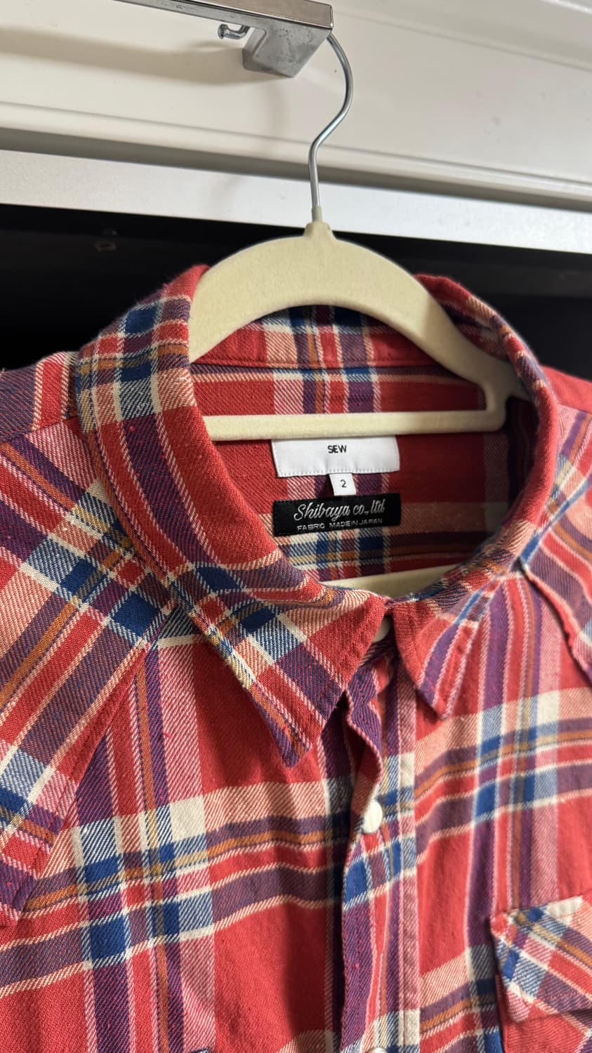 SEW 스테디에브리웨어 빈티지 웨스턴 체크셔츠 크림슨 2 상품이미지3