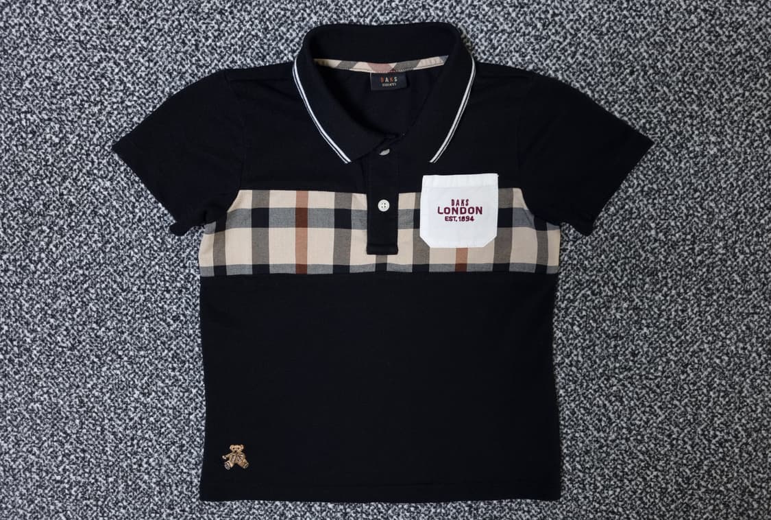 [무료배송][110]닥스 키즈 체크 반팔티 카라티 상품이미지1