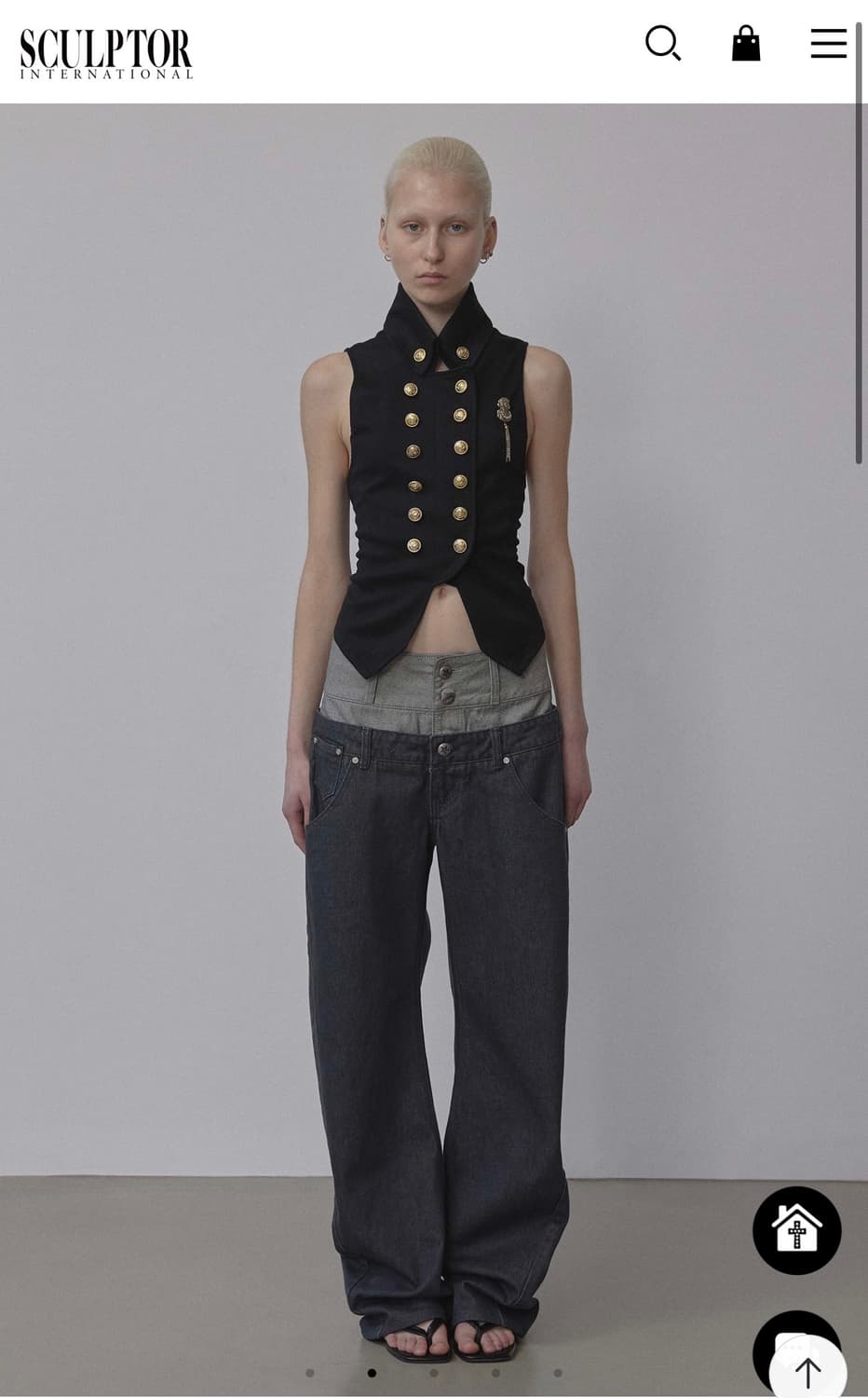 Beaded Layered Denim Pants Nonfade Gray 상품이미지1