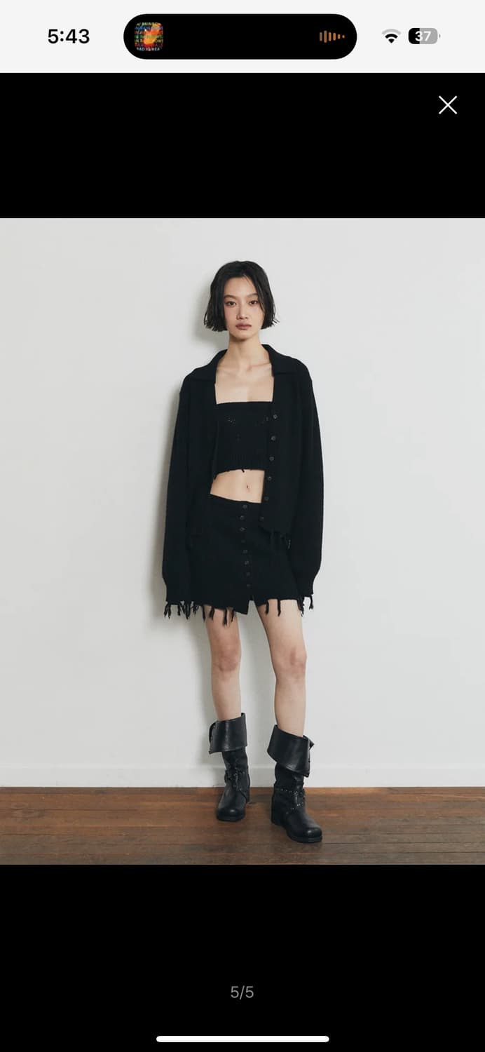 새상품 하프데빌어스 니트 브이넥 카라 가디건_블랙 상품이미지3