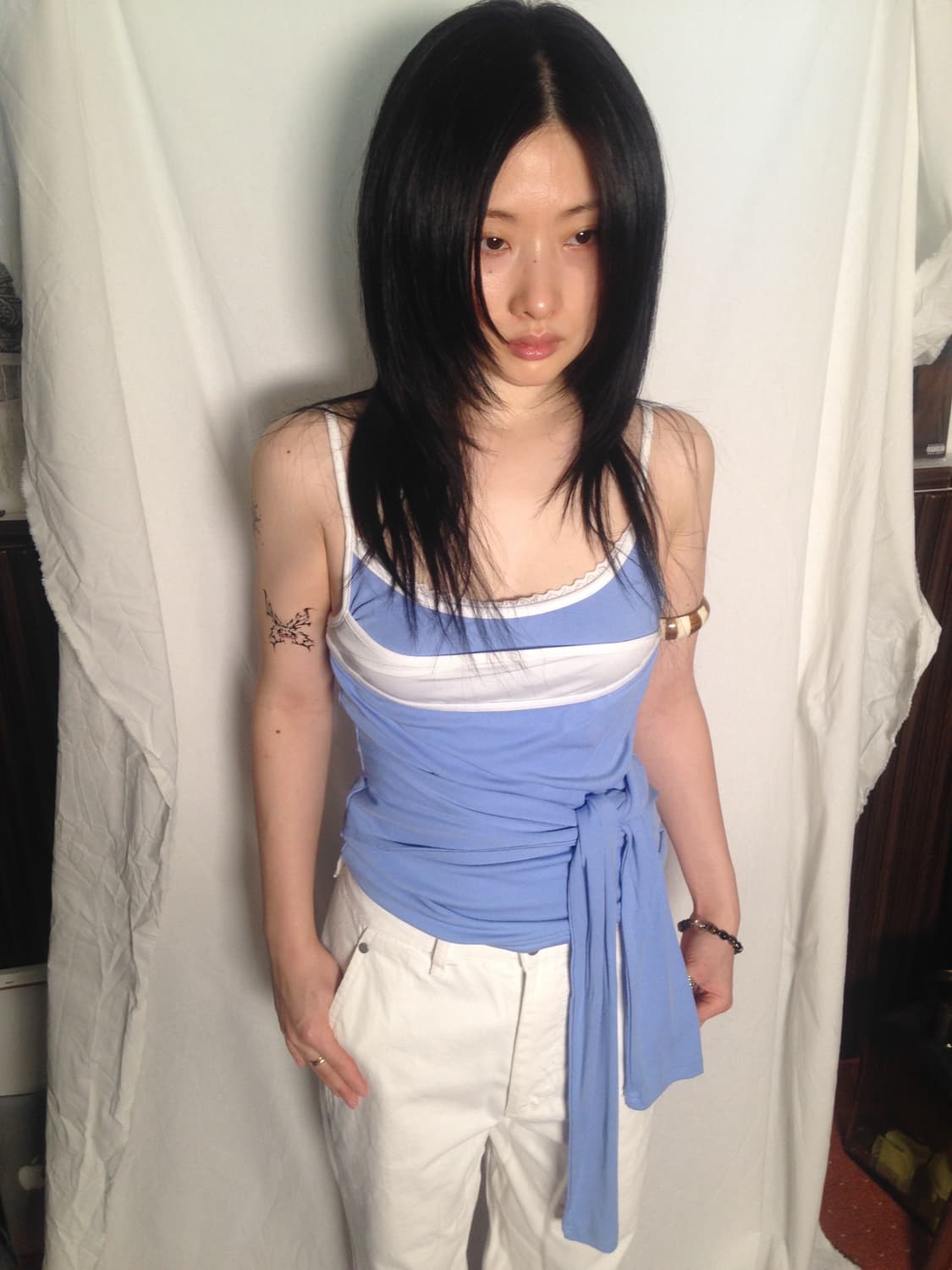 LONSLAN 리본 스트래피 슬리브리스 상품이미지2